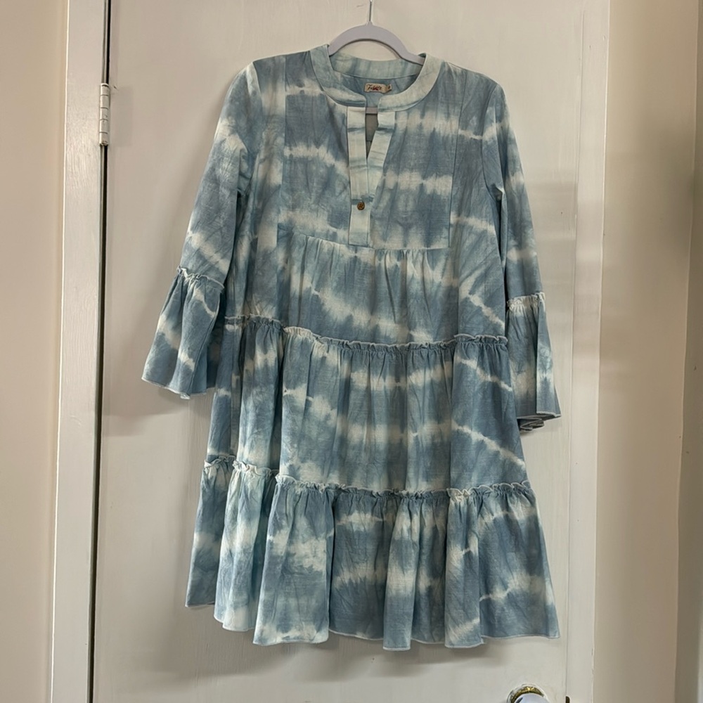 NWOT $278 Faherty Vida Tie Dye Organic Cotton Boho Oversized Trapeze Dress S